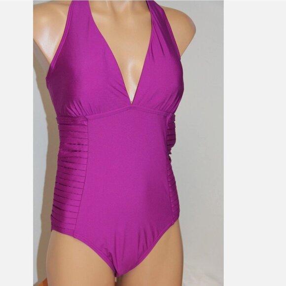 WT Calvin Klein Swimsuit Bikini one 1 piece Size 10 dft Halter - Picture 1 of 4